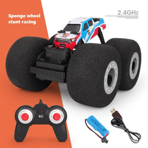 ماشین کنترلی آفرود چرخ اسفنجی آبی RC STANT CAR WITH SOFT WHEELS MZ_اسباب بازی
